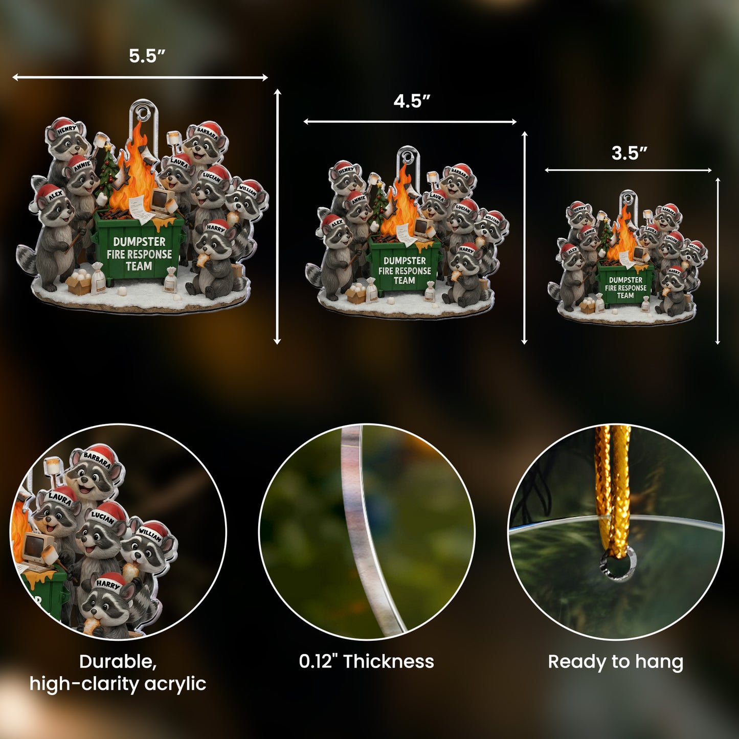 2025 Dumpster On Fire Response Team - Funny Exchange Gift For Coworker Team - Personalized Acrylic Ornament