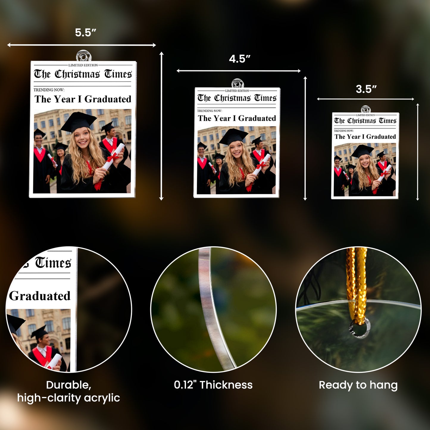 2025 Year In Review - Custom Photo Of Your Events From The Year - Personalized Acrylic Photo Ornament