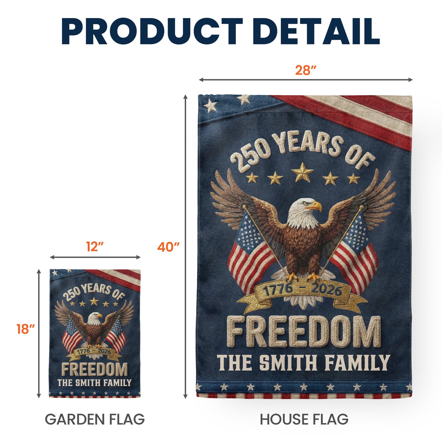 250th Anniversary USA Patriotic Faux Pattern - Personalized Flag