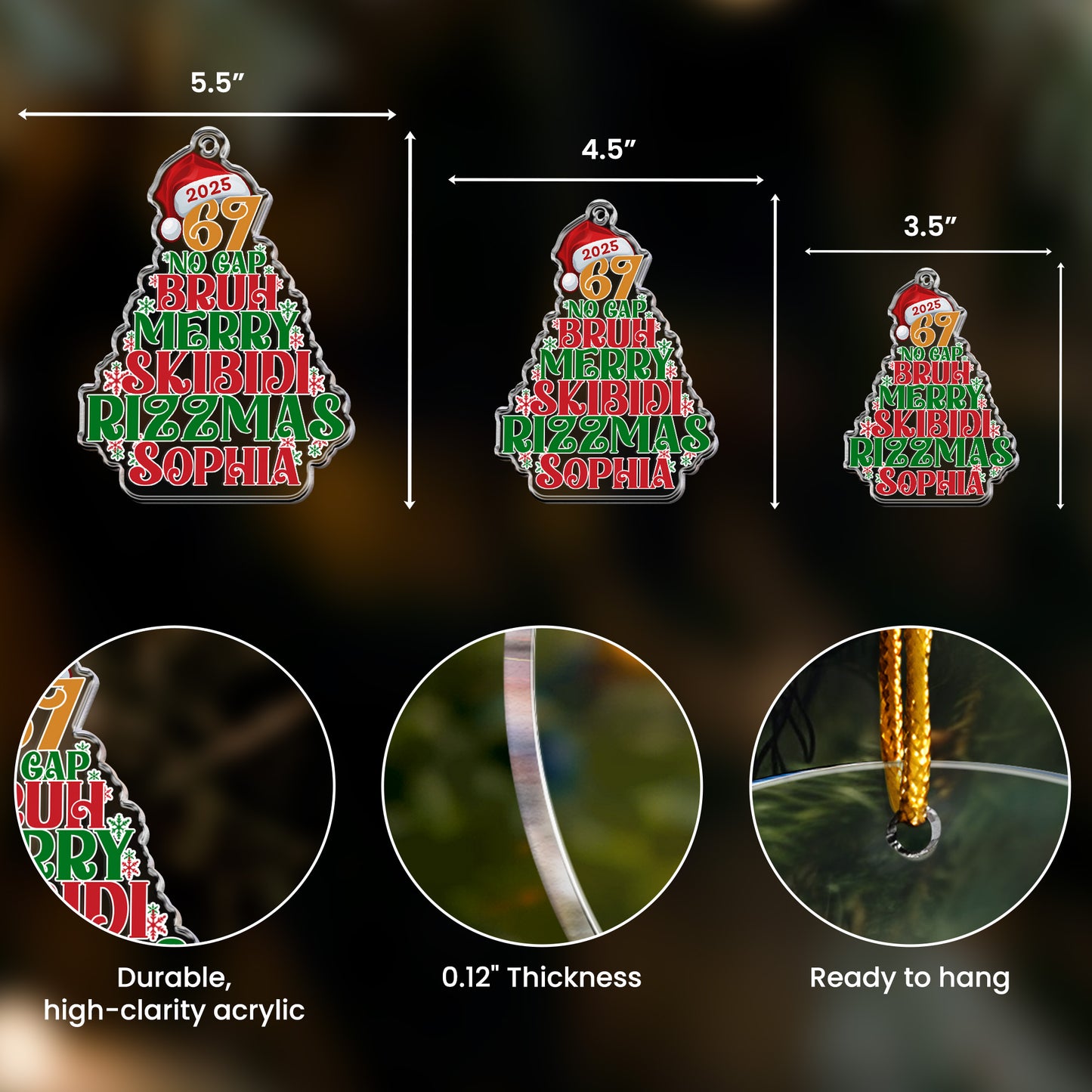 67 Bruh 2025 Slang - Personalized Acrylic Ornament