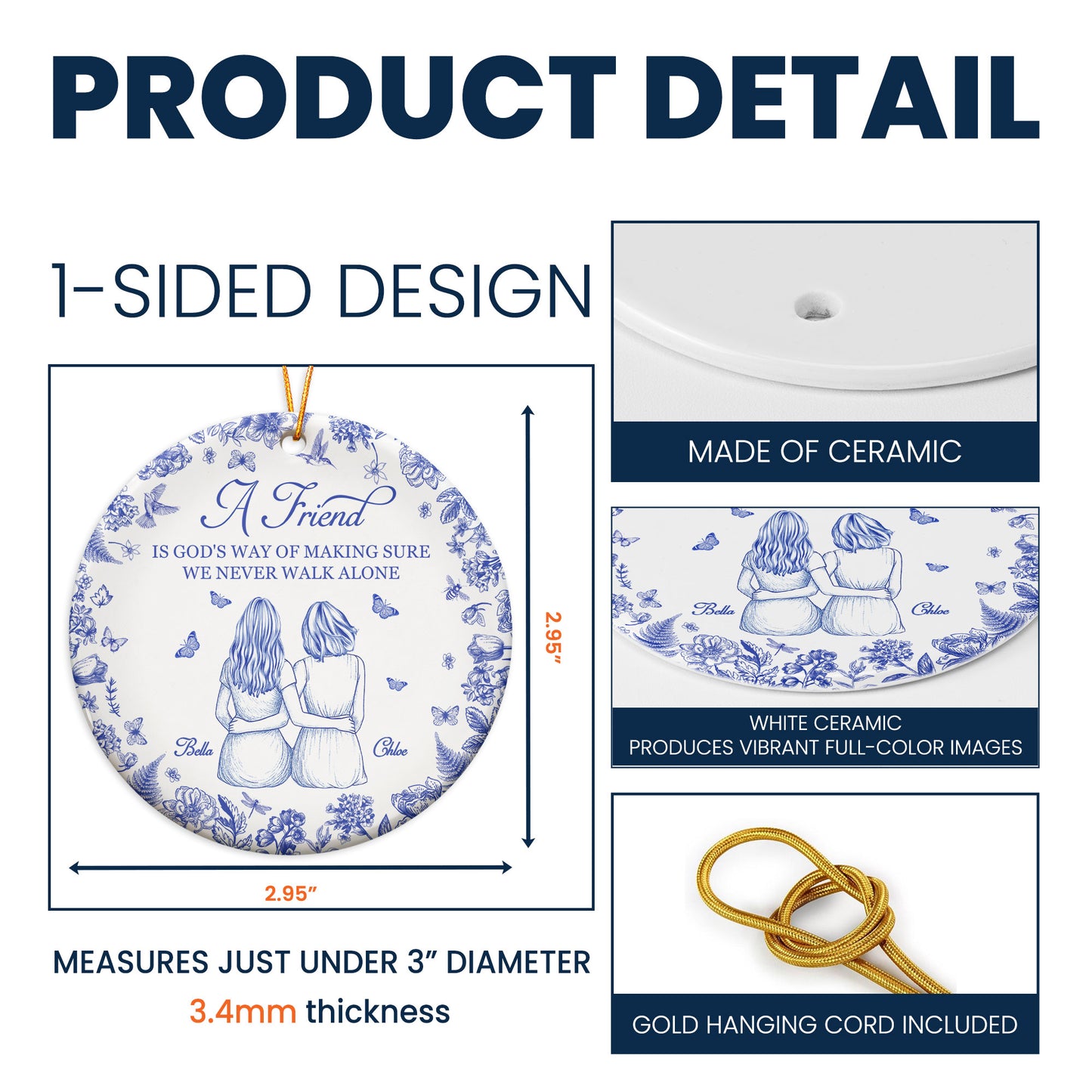 A Friend Is God's Way - Personalized Ceramic Ornament