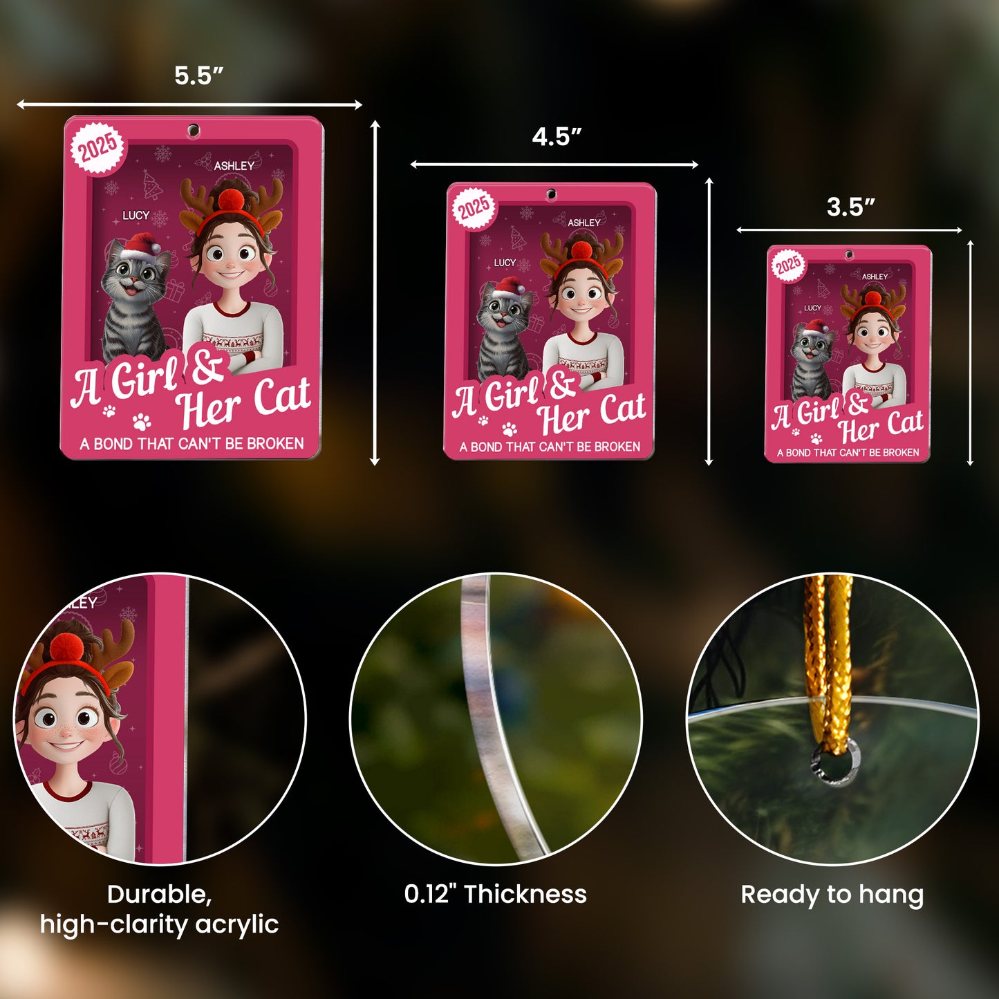 A Girl & Her Cats Has Unbreakable Bond Toy Box - Personalized Acrylic Ornament