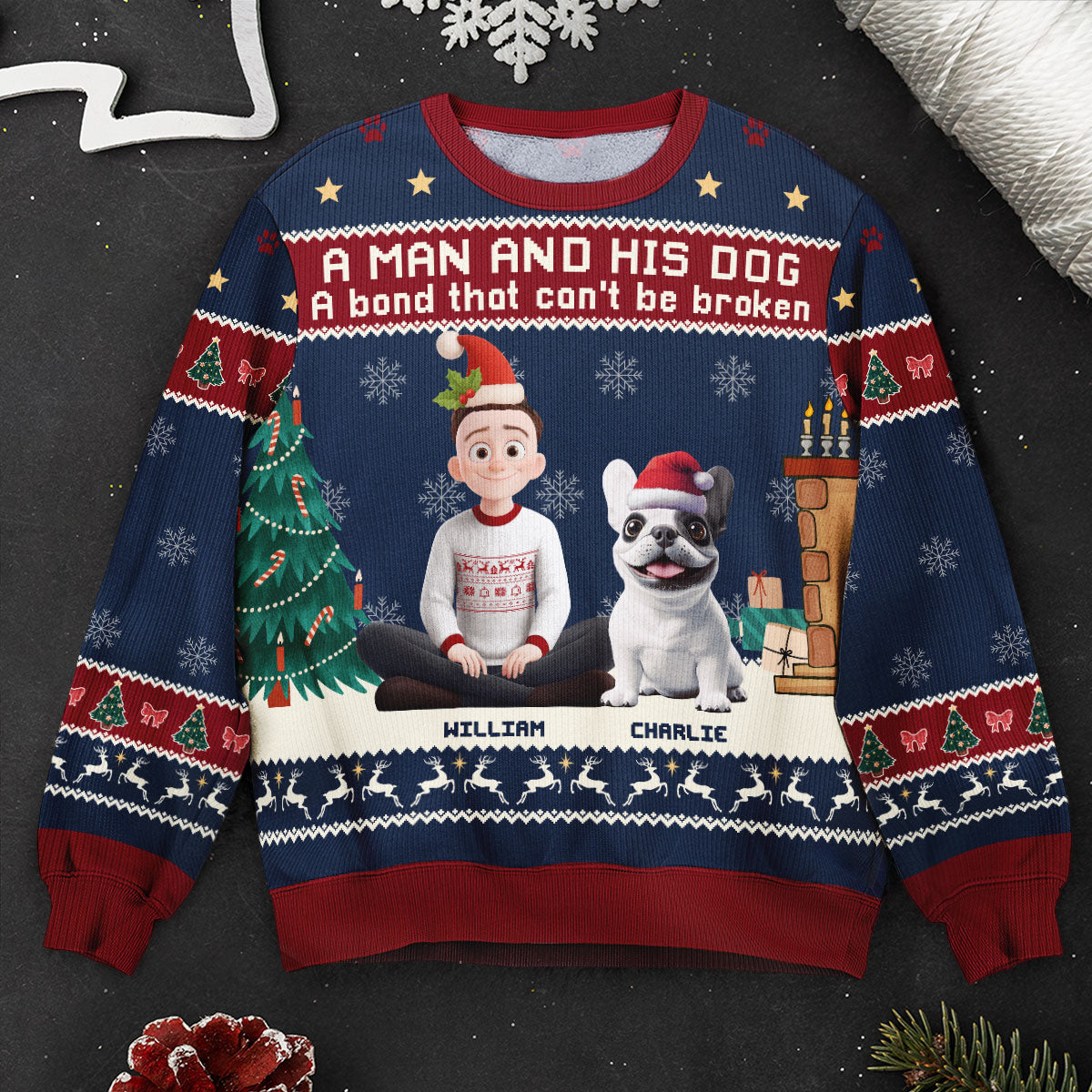 A Man And His Dog - Christmas Version - Personalized Ugly Sweater