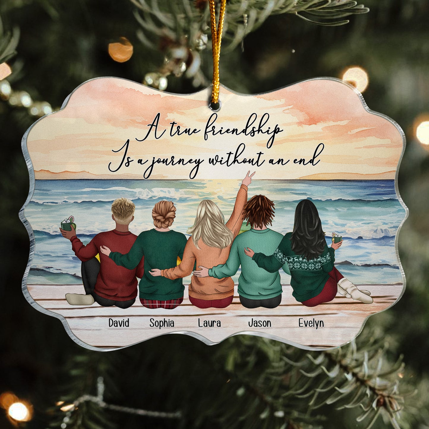 A True Friendship Is A Journey Without An End - Personalized Acrylic Ornament - Christmas Gift For Friend
