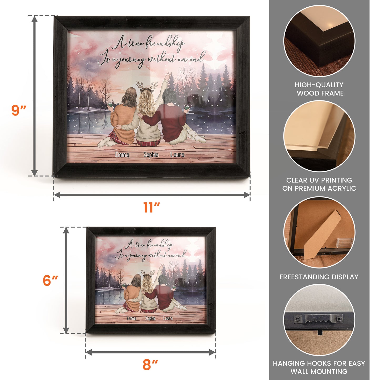 A True Friendship Is A Journey Without An End - Personalized LED Shadow Box