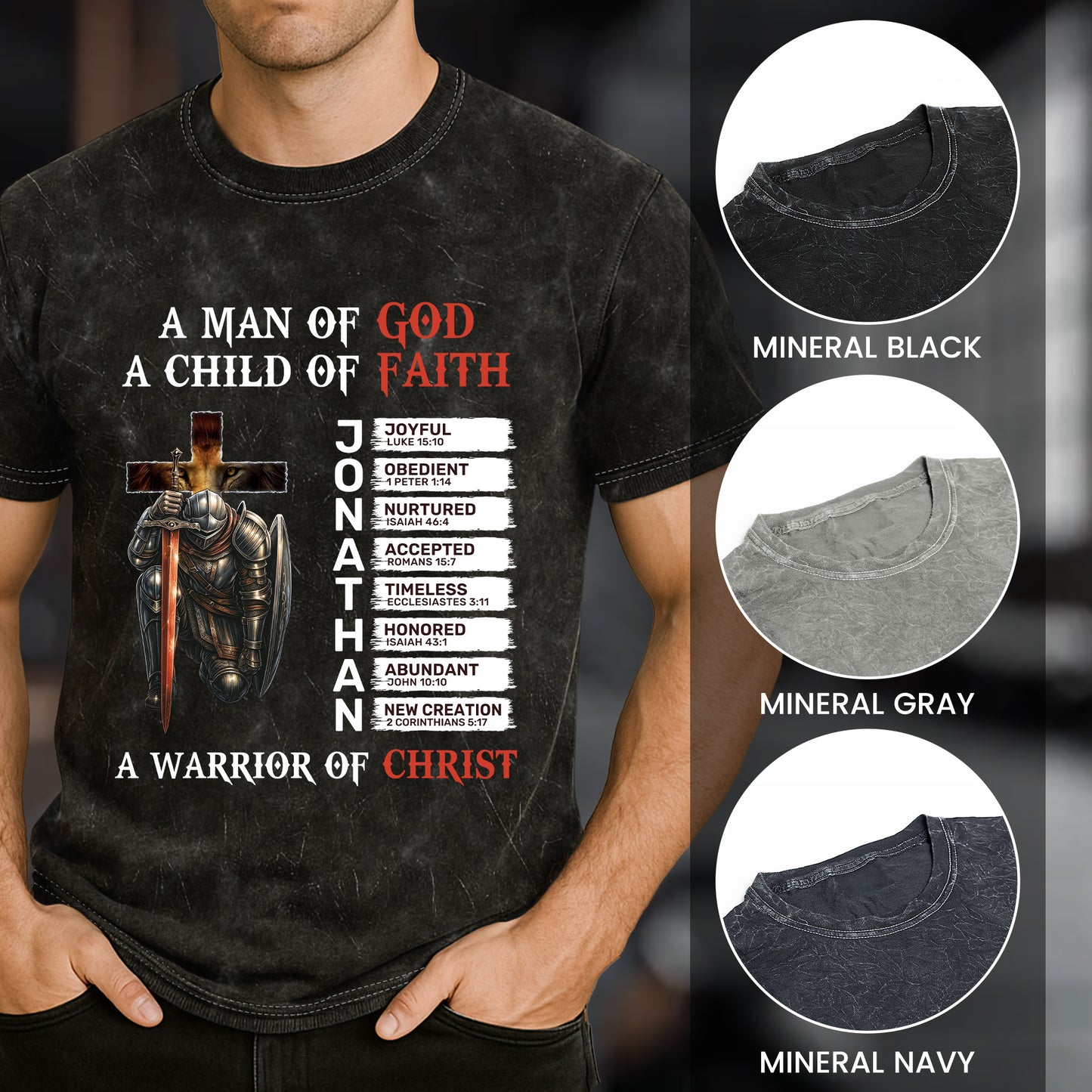 A Warrior Of Christ With Name Letter In Bible - Personalized Acid Wash T‑Shirt