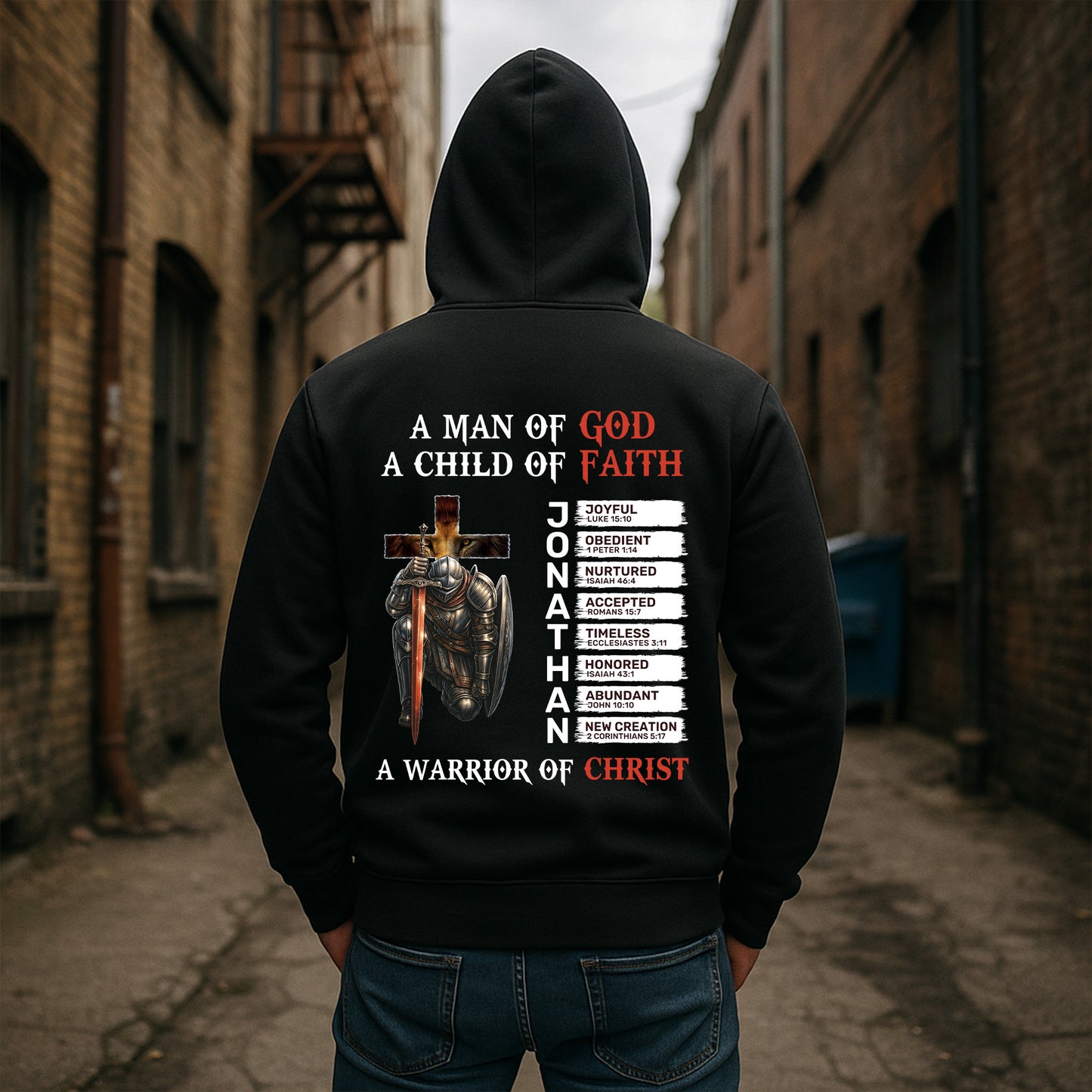 A Warrior Of Christ With Name Letter In Bible - Personalized Back Printed Hoodie