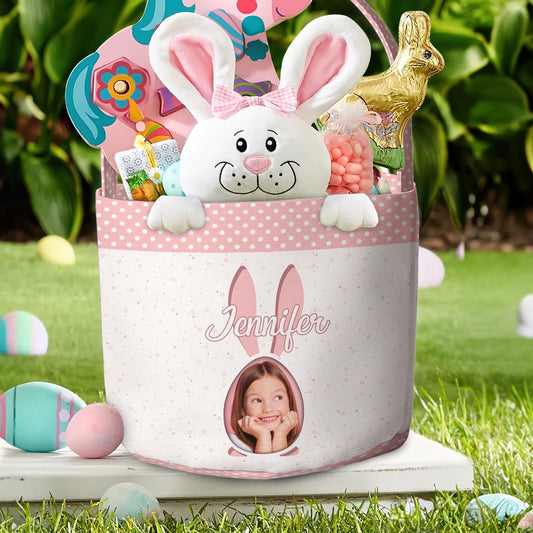 Adorable Easter Basket For Kids With Cute Bunnies - Personalized Easter Basket