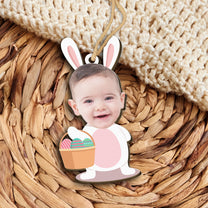 Adorable Kid Wear Easter Bunny Costume - Personalized Photo Easter Basket Tags