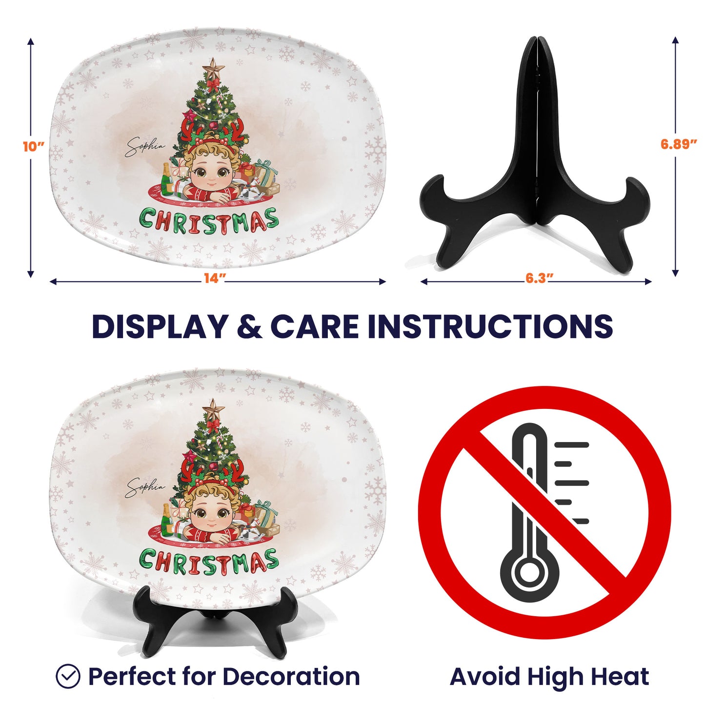 Adorable Kid With Christmas Tree - Personalized Platter