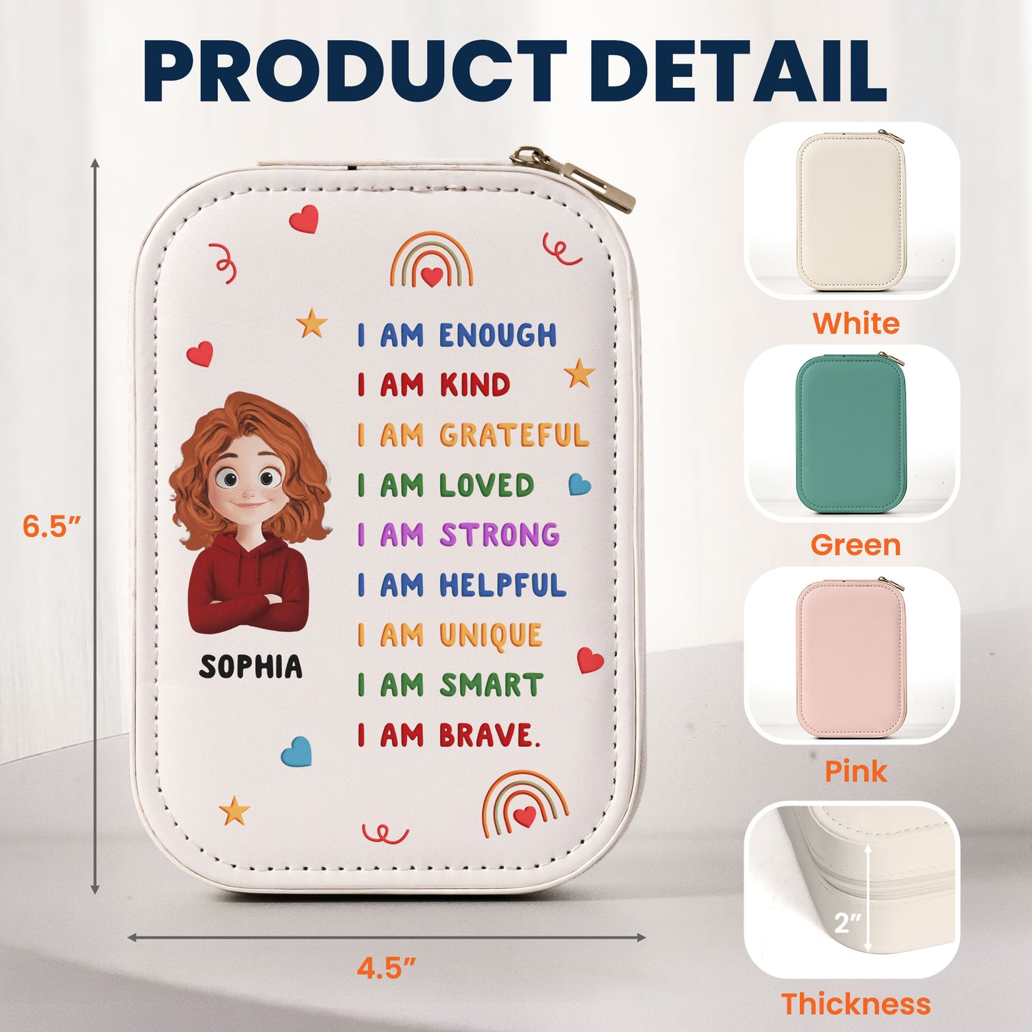 Affirmation Cute Cartoon - Custom Makeup Box With LED Mirror