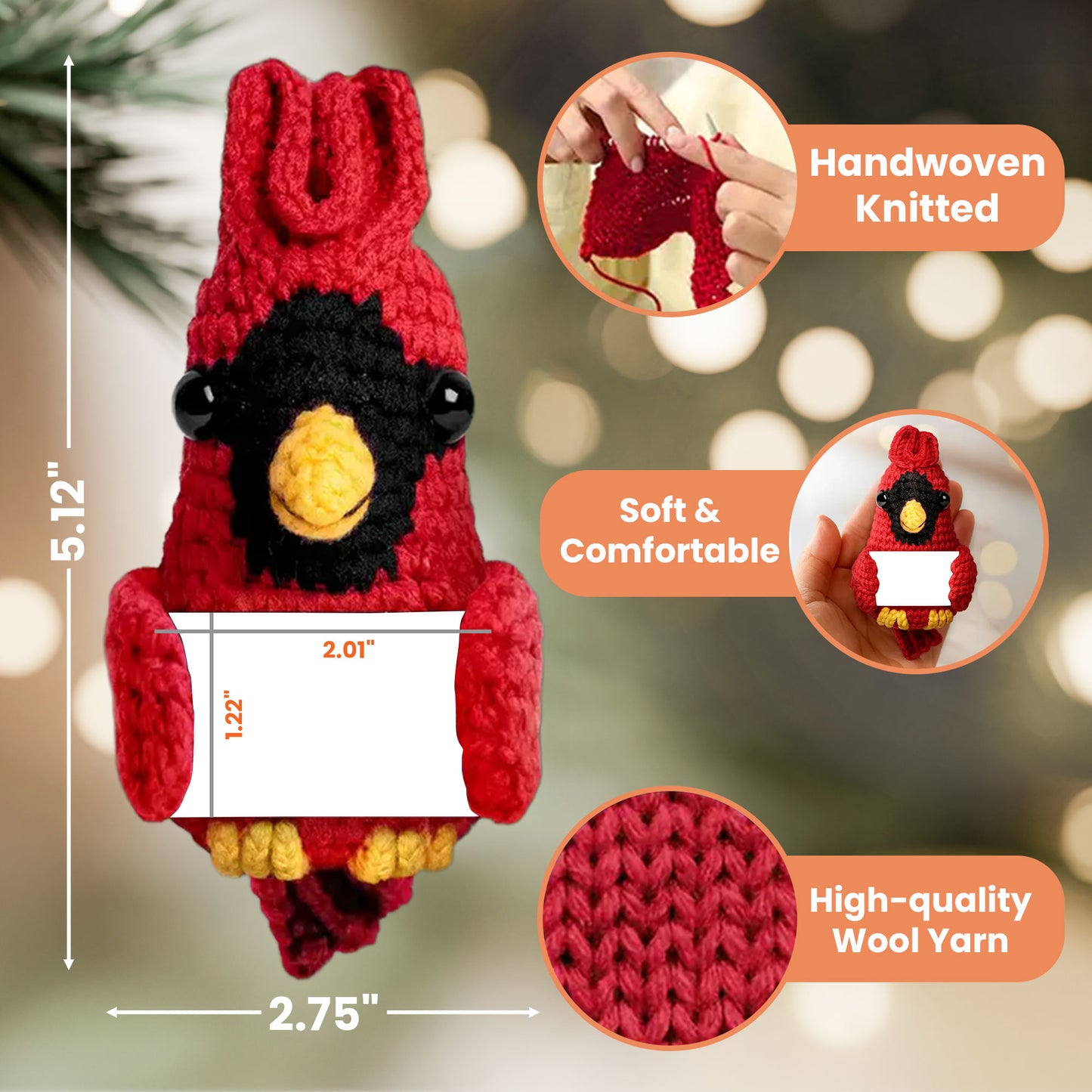 Although You Cannot See Me I'm Always With You - Personalized Crochet Cardinal Photo Ornament