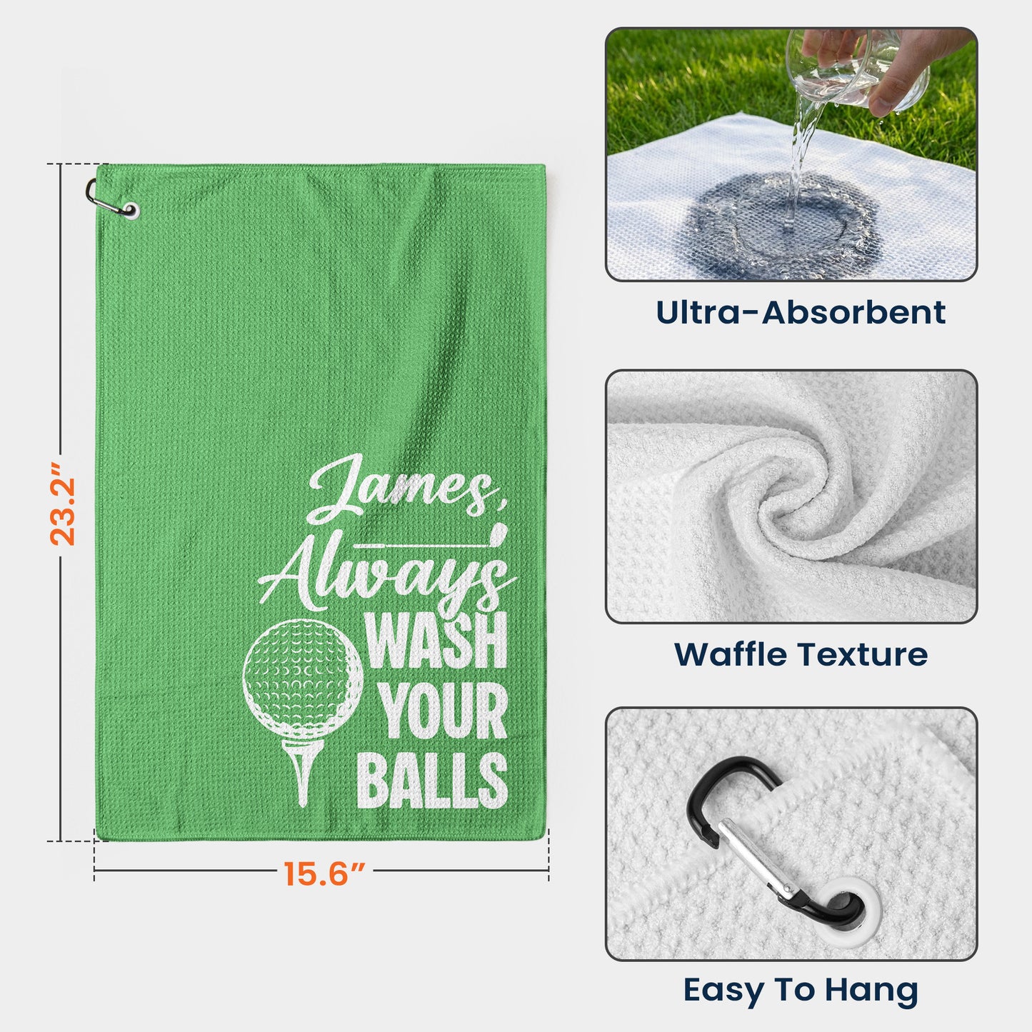 Always Wash Your Balls Don’t Lose Your Balls - Funny Gift For Golfers, Husband, Men - Personalized Golf Towel