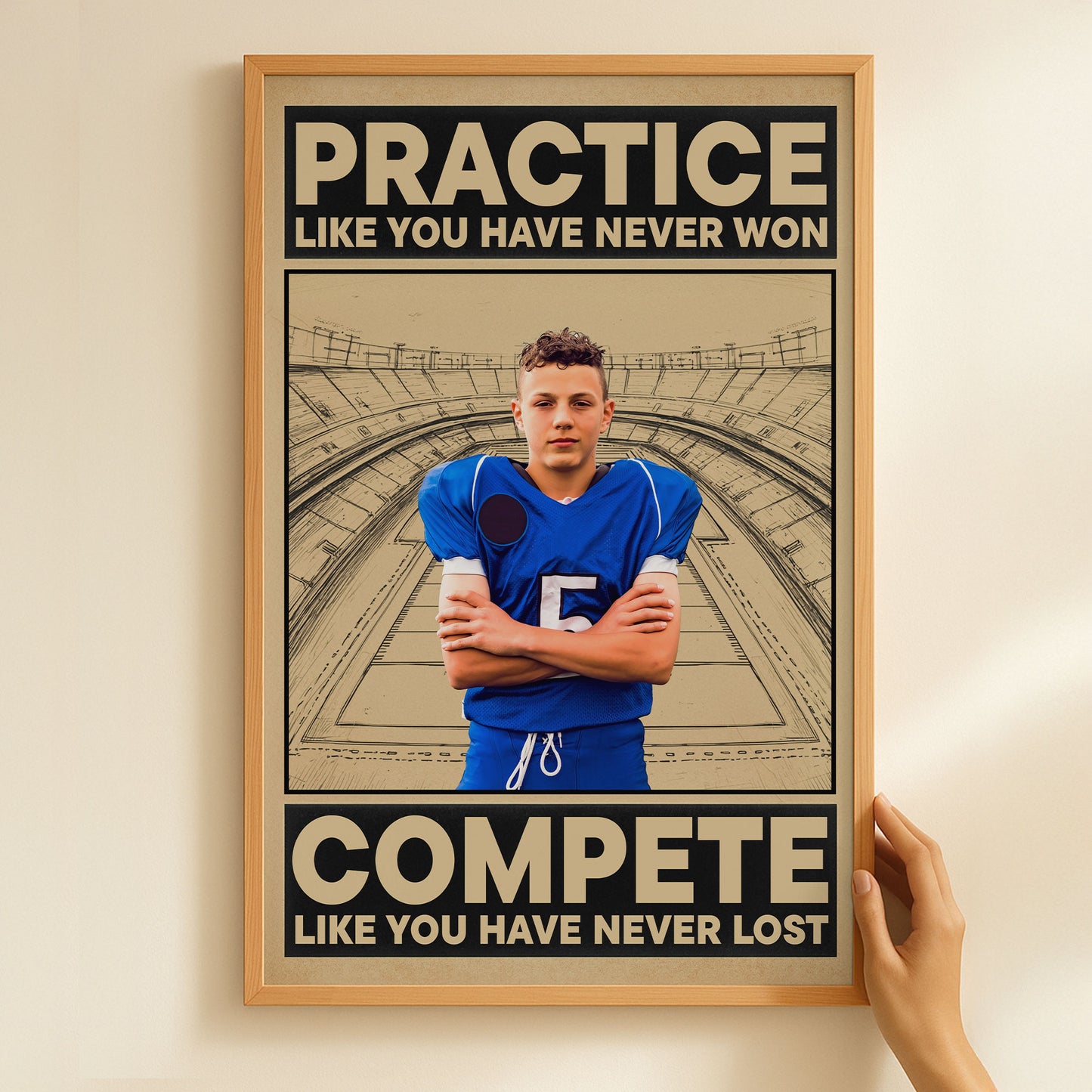 American Football, Practice Like You Have Never Won - Personalized Photo Poster