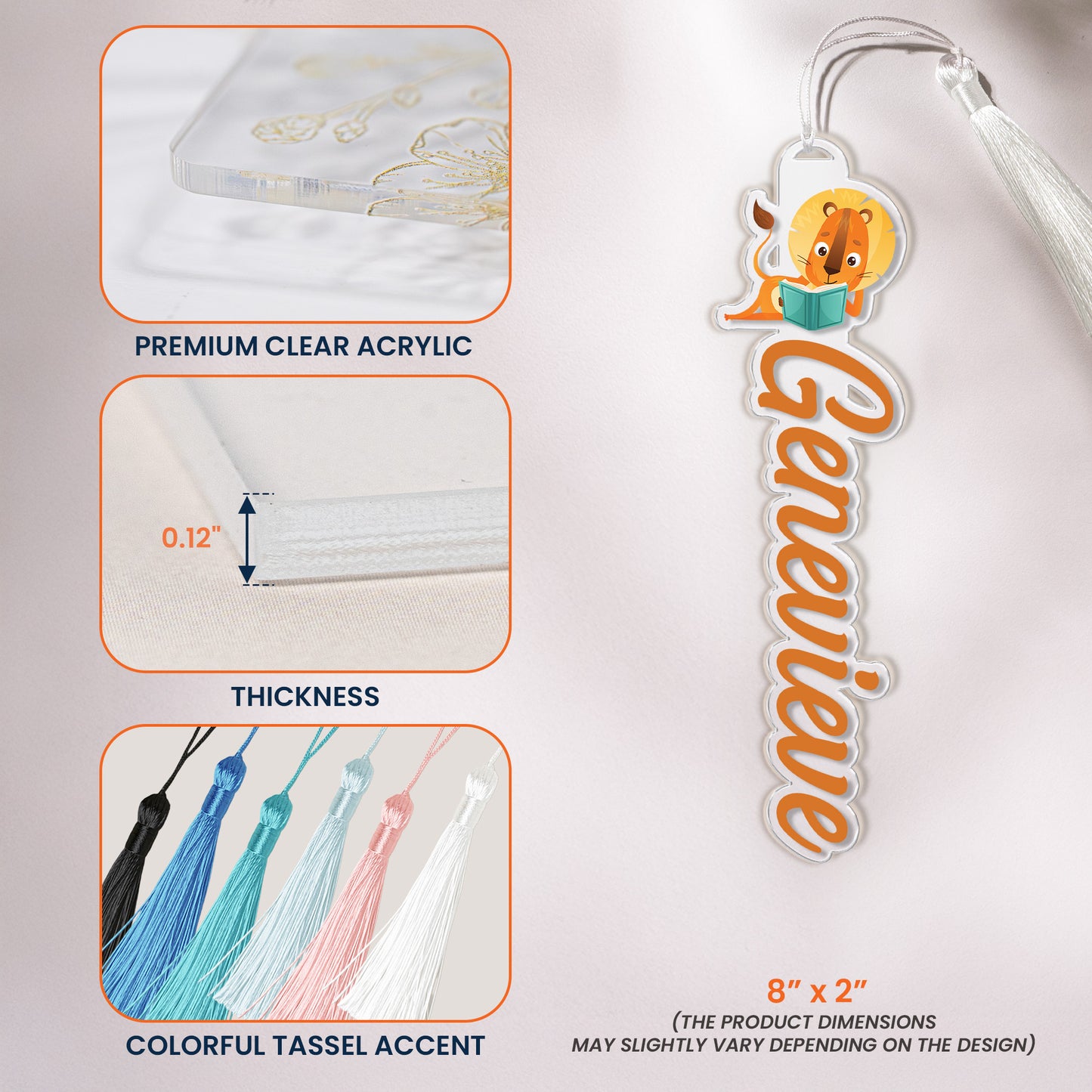 Animal Reading Book, Custom Name Book Lover, Reader For Kids - Custom Acrylic Bookmark