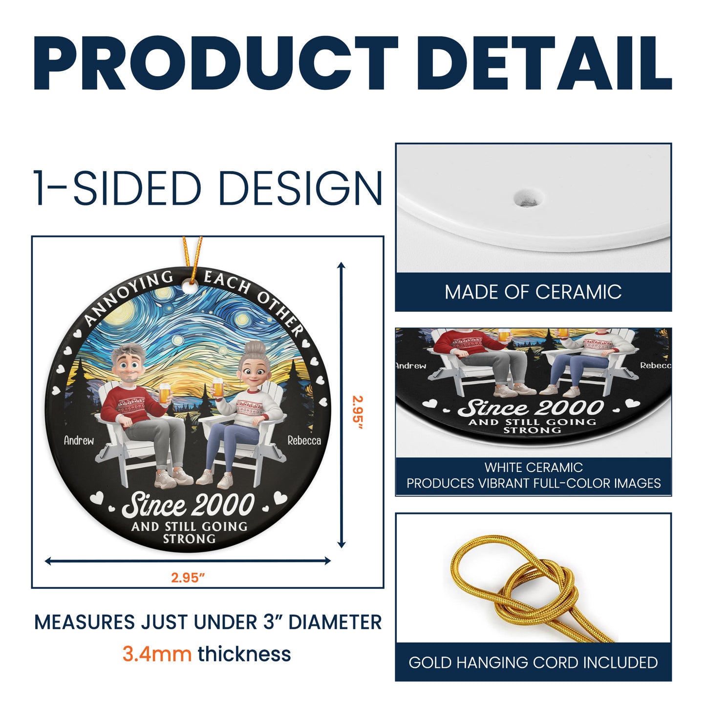 Annoying Each Other Couple Christmas Ornament - Personalized Ceramic Ornament