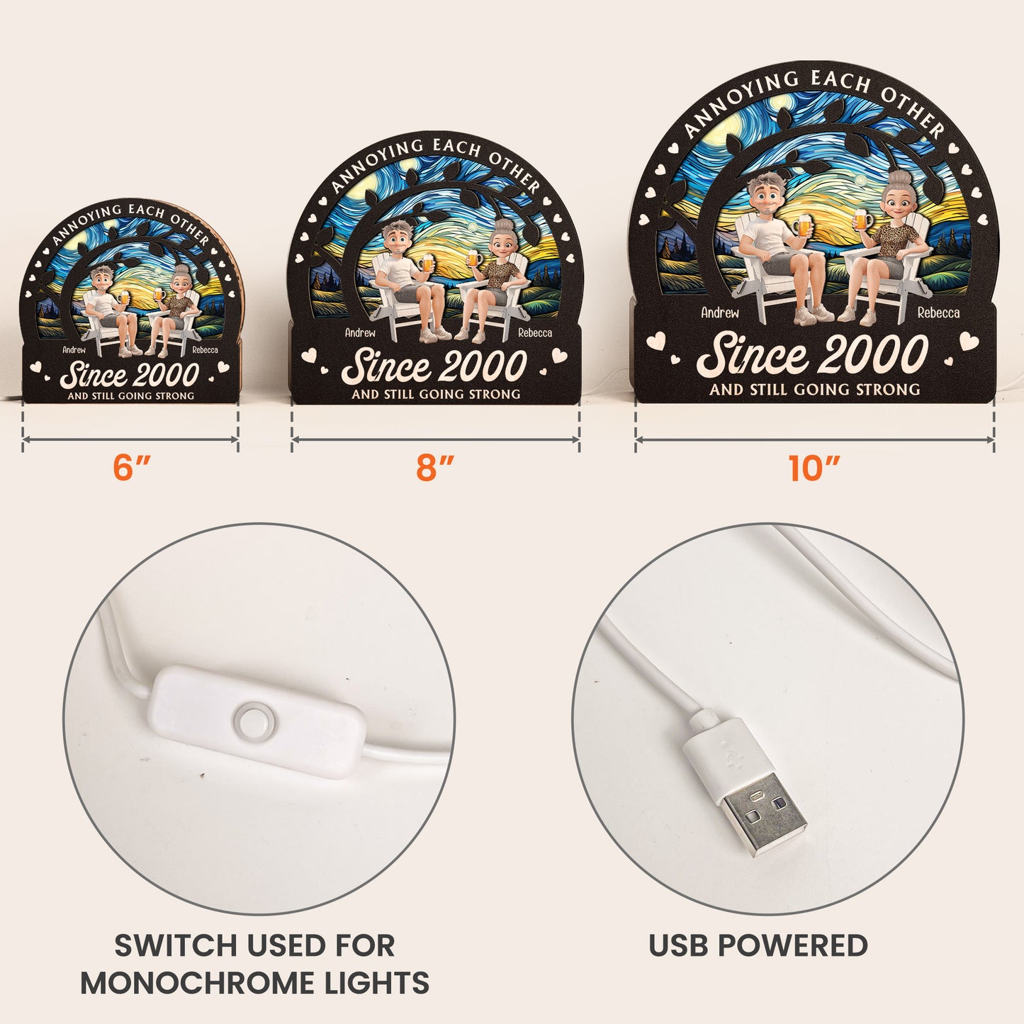 Annoying Each Other Since & Still Going Strong - Personalized Lantern Night Light