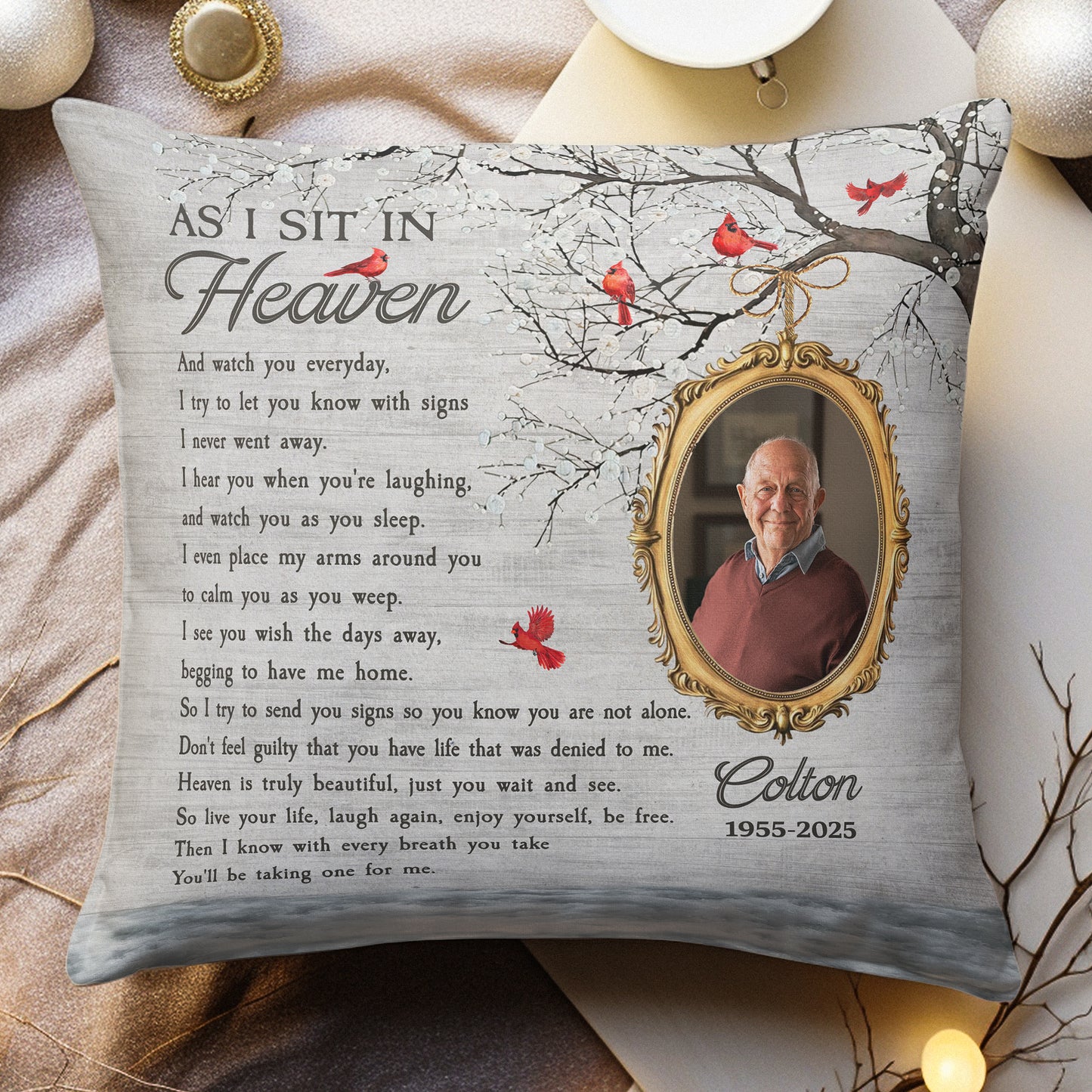 As I Sit In Heaven Memorial Gifts - Personalized Photo Pillow