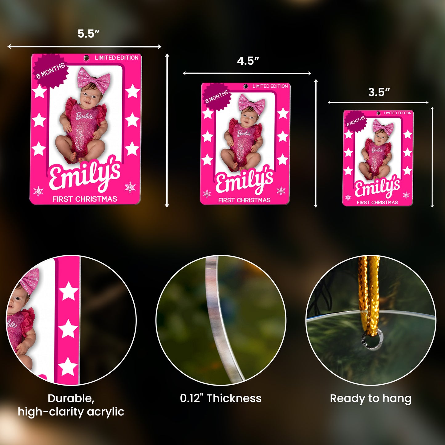 Baby's First Christmas Toy Box - Personalized Acrylic Photo Ornament