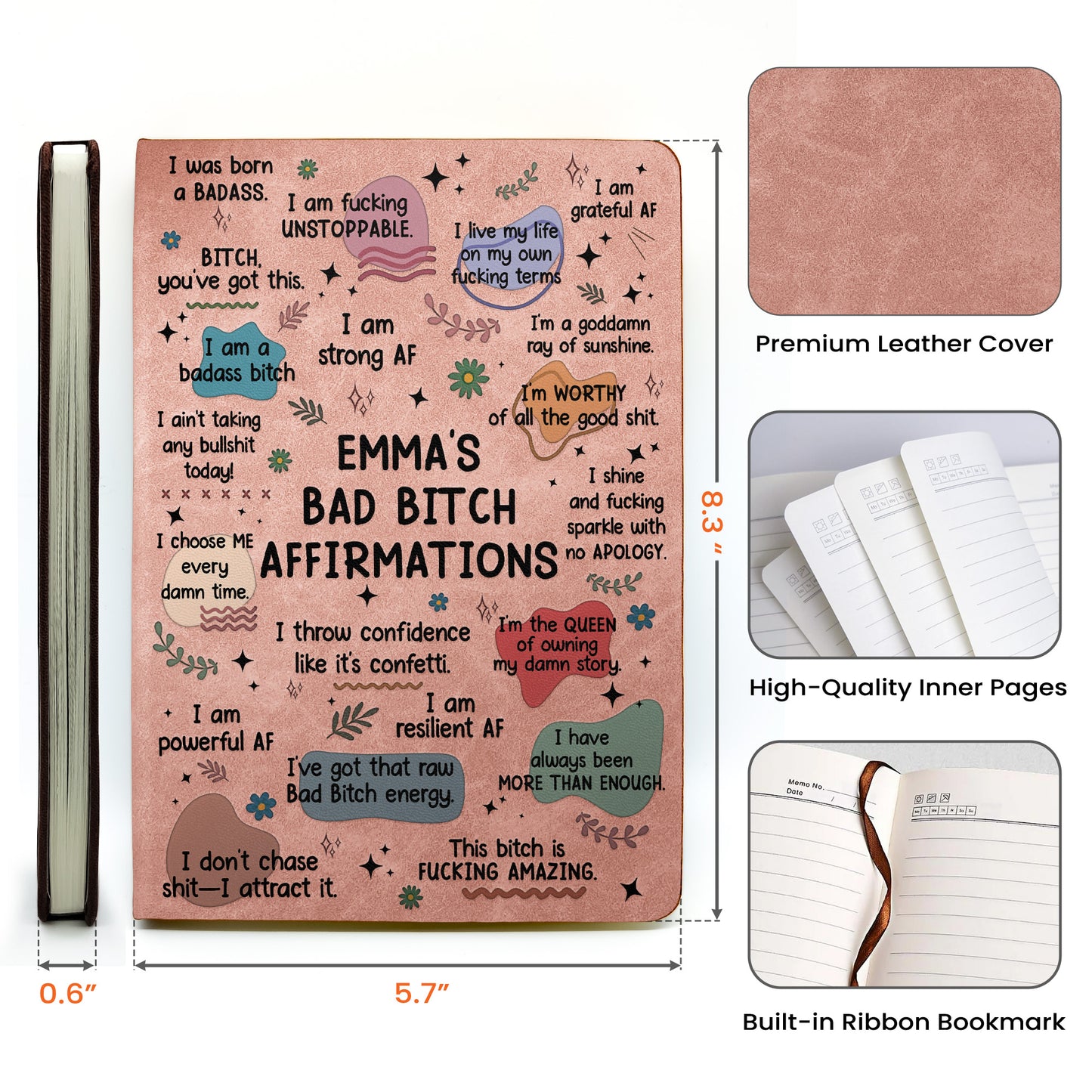 Bad B*tch Affirmations - Personalized Leather Journal