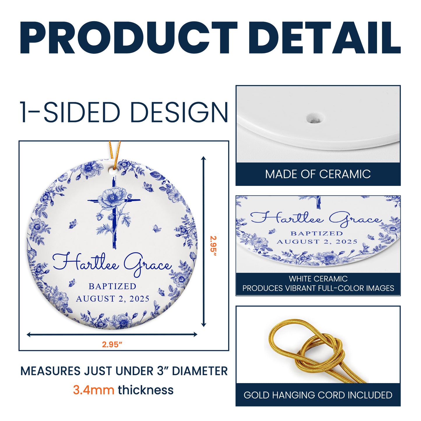 Baptism Ornament Christmas Ornament For Baby - Personalized Ceramic Ornament