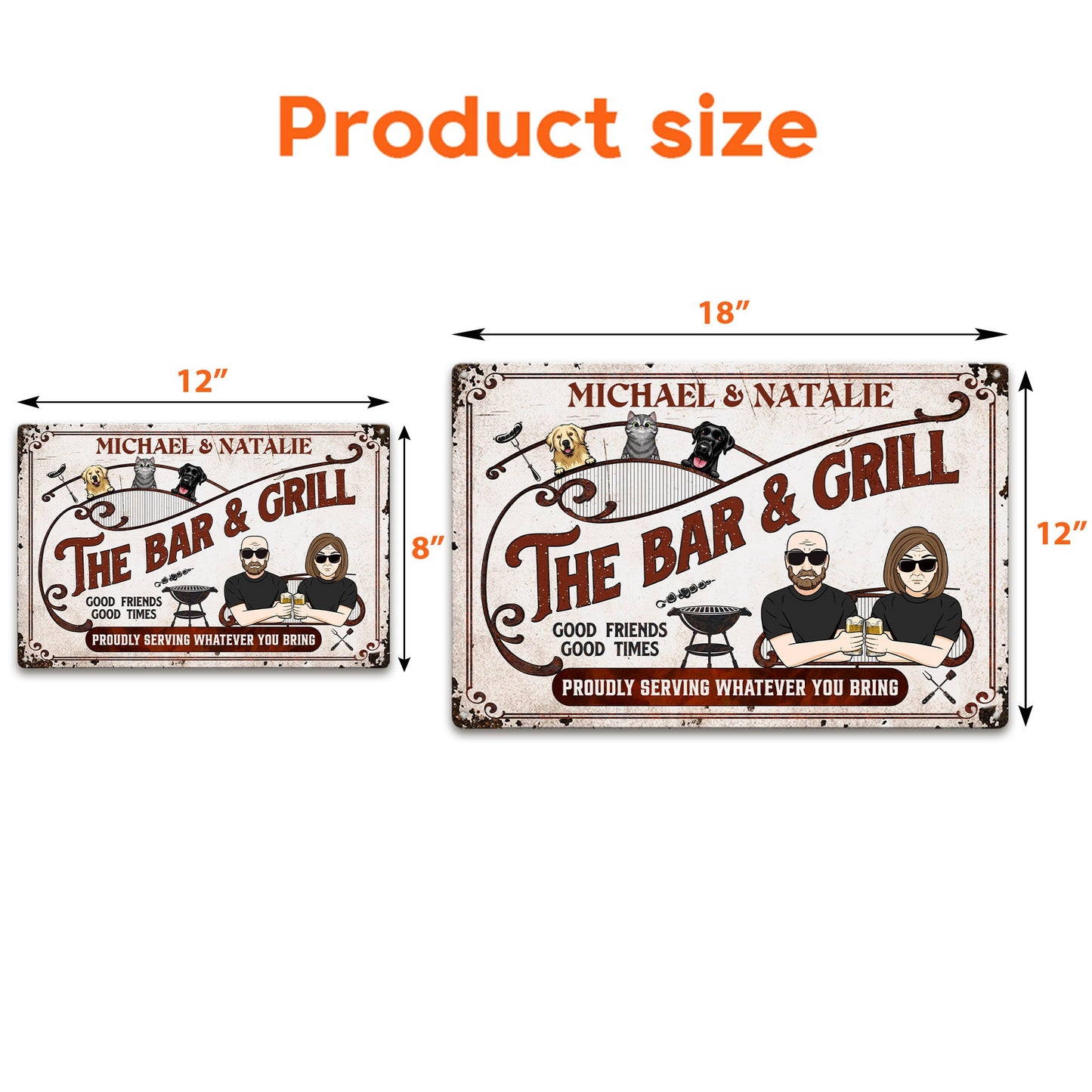 Bar & Grill Proudly Serving - Personalized Metal Sign