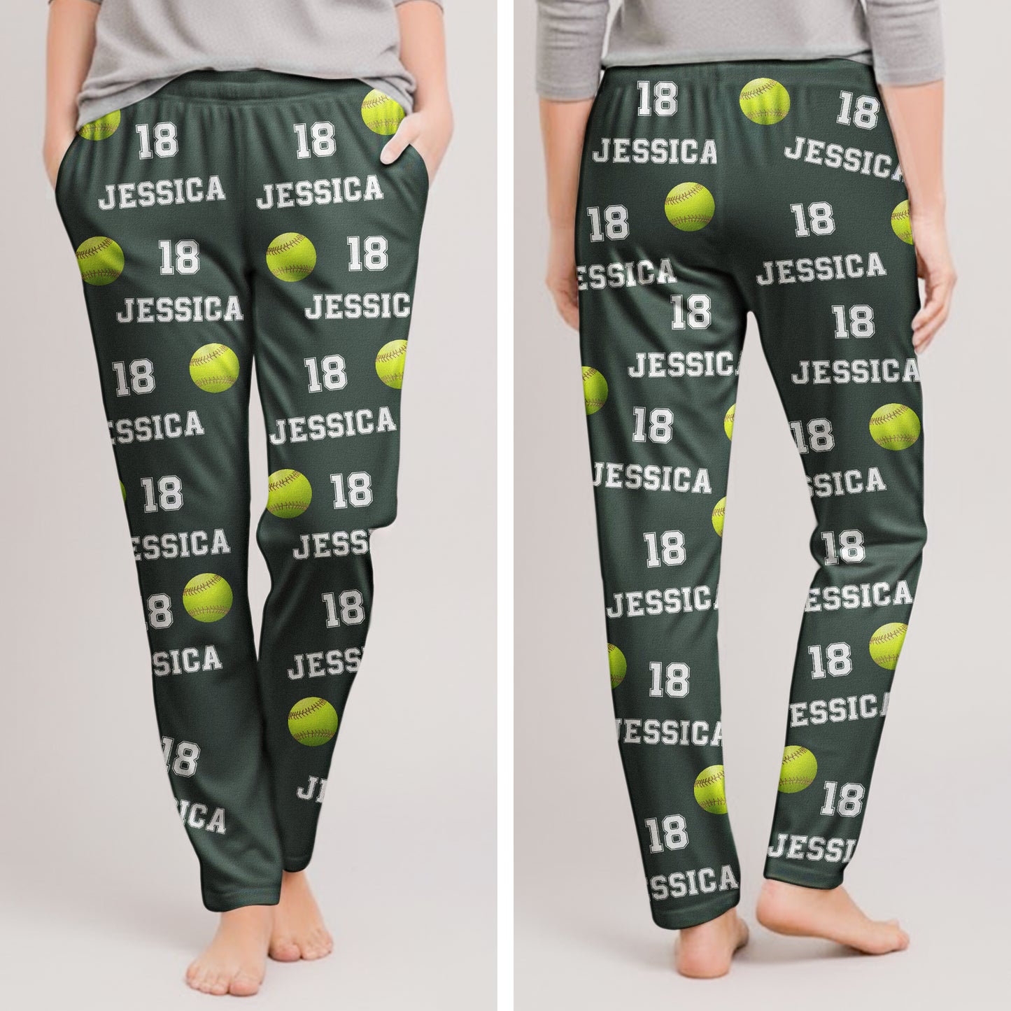 Softball Custom Name, Number - Personalized Sweatpants - Lounge Pants With Pockets, Custom Pajama Pants, Jogger Sweatpants, Gift For Her
