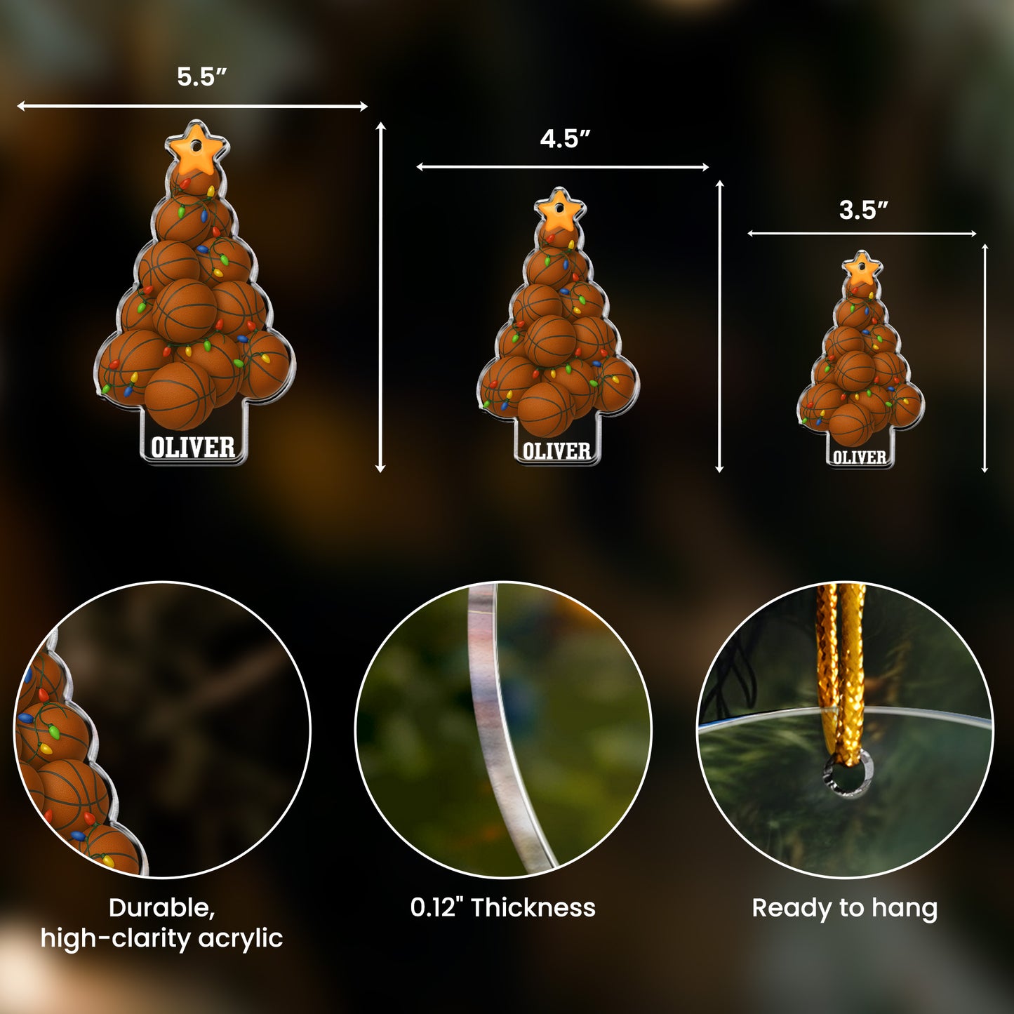 Basketball Christmas Tree - Personalized Acrylic Ornament