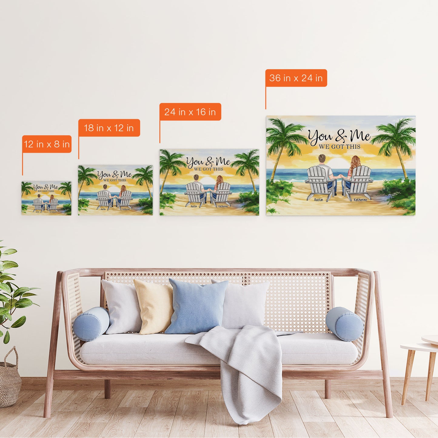 Beach Scene Palm Trees You & Me We Got This - Personalized Wrapped Canvas