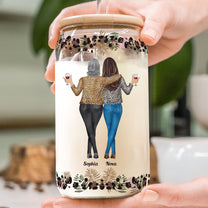Because Of You I Laugh A Little Harder Friendship - Personalized Clear Glass Cup