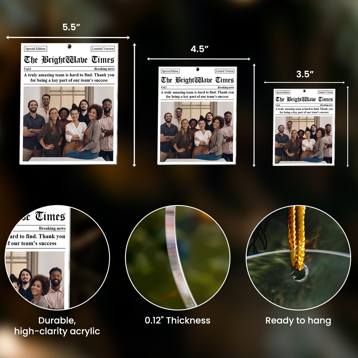 Best Bulk Christmas Gifts For Coworkers, Boss, Team - Best Deal - Personalized Acrylic Photo Ornament