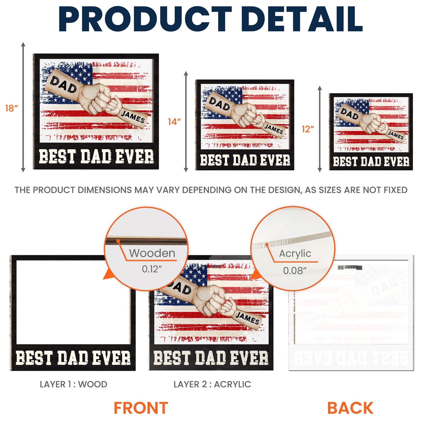 Best Dad Ever - Personalized Wood And Acrylic Wall Art