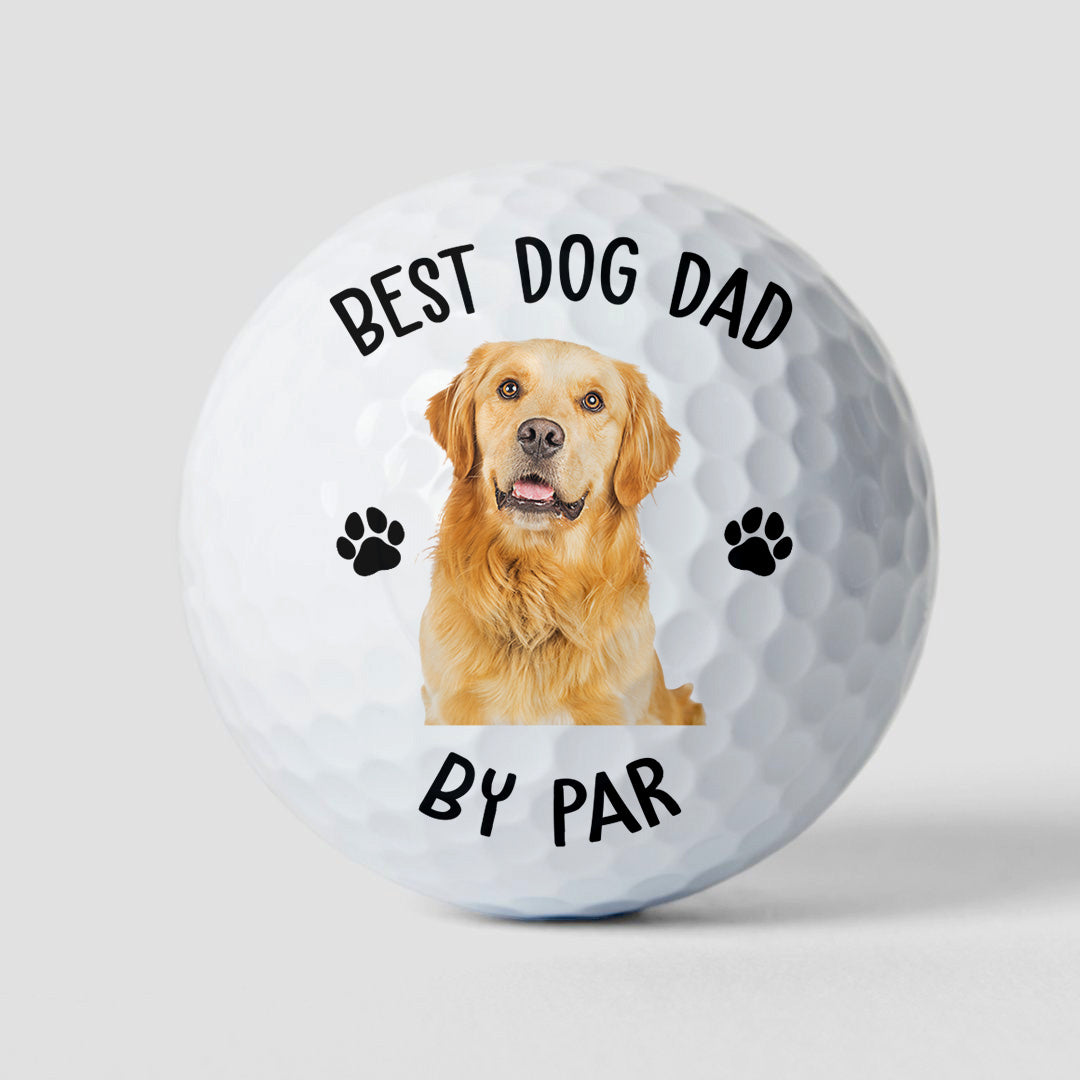 Father's Day Gifts, Best Dog Dad By Par Gift For Dog, Cat Dad - Personalized Photo Golf Ball