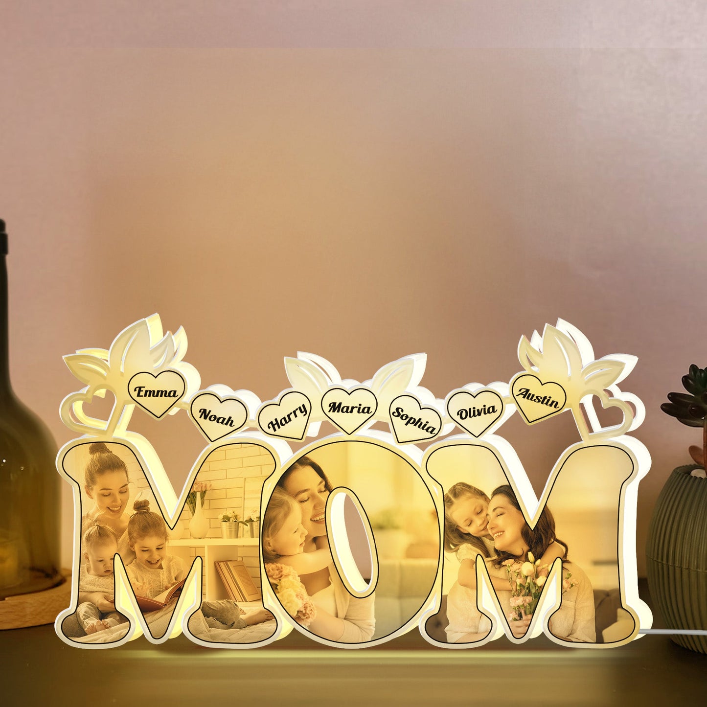 Best Mom Custom Kids Names & Photo Mother's Day - Personalized Photo Light Box