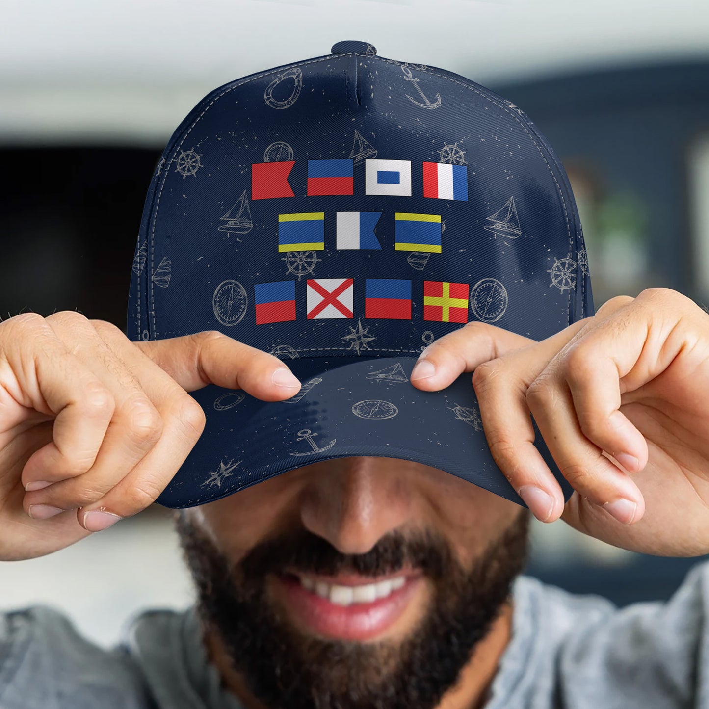 Best-Dad-Grandpa-Ever-In-Nautical-Flags-Personalized-Cap-4