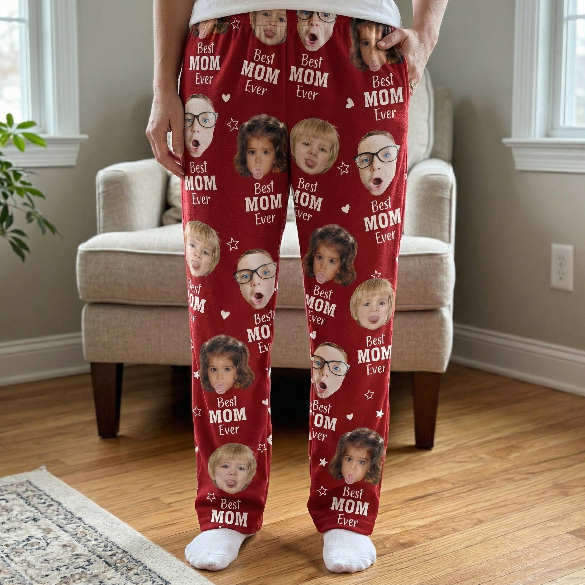 Houseonthehill parents pants Sサイズ Best Mom Ever Gift For Mom Custom Kids Faces - Personalized Lounge