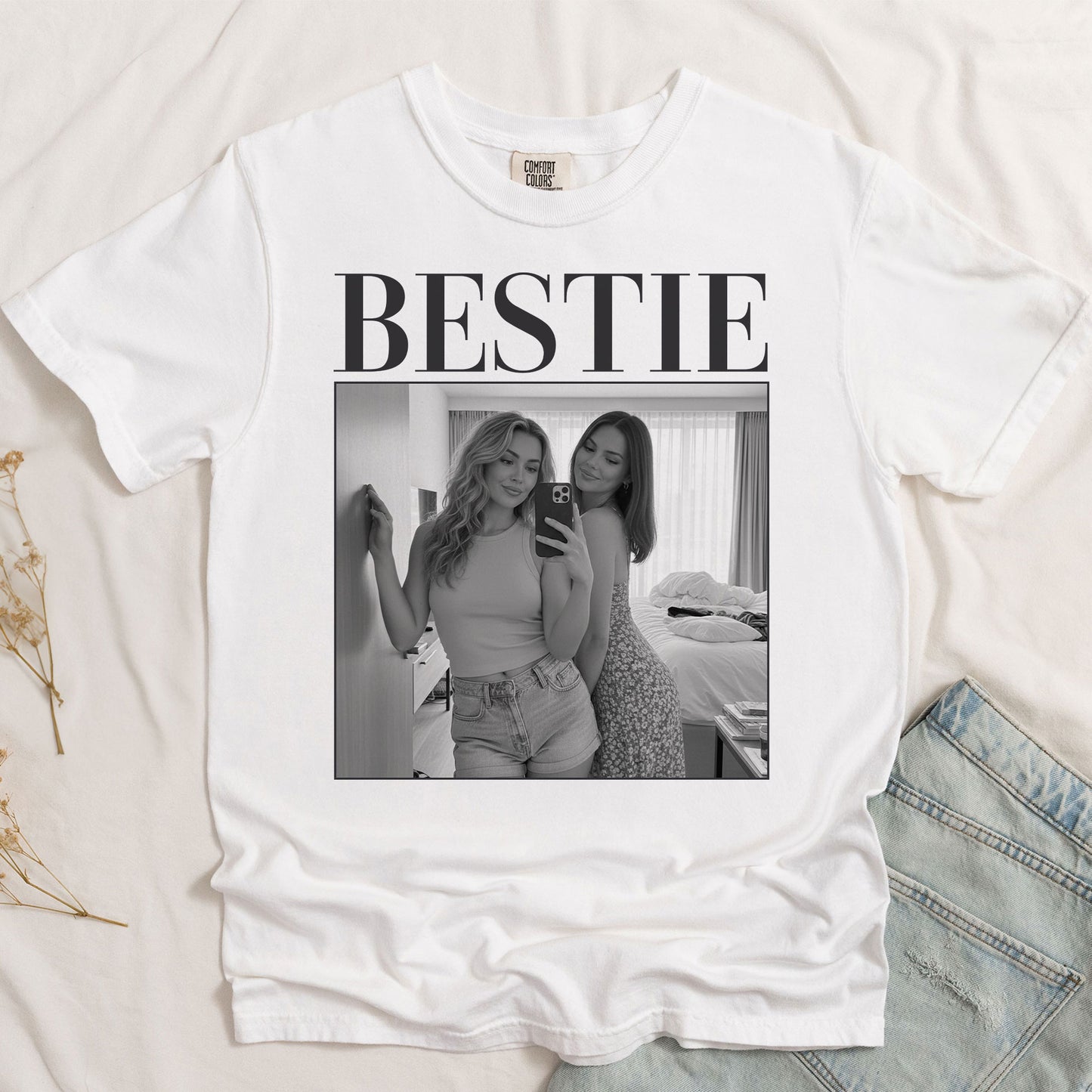 Bestie - Vintage Version - Personalized Photo Comfort Tee