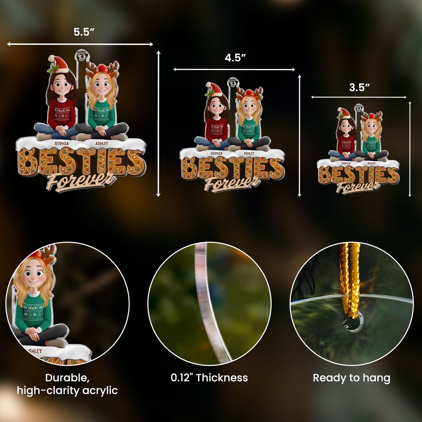 Besties Forever - New Version - Personalized Acrylic Ornament