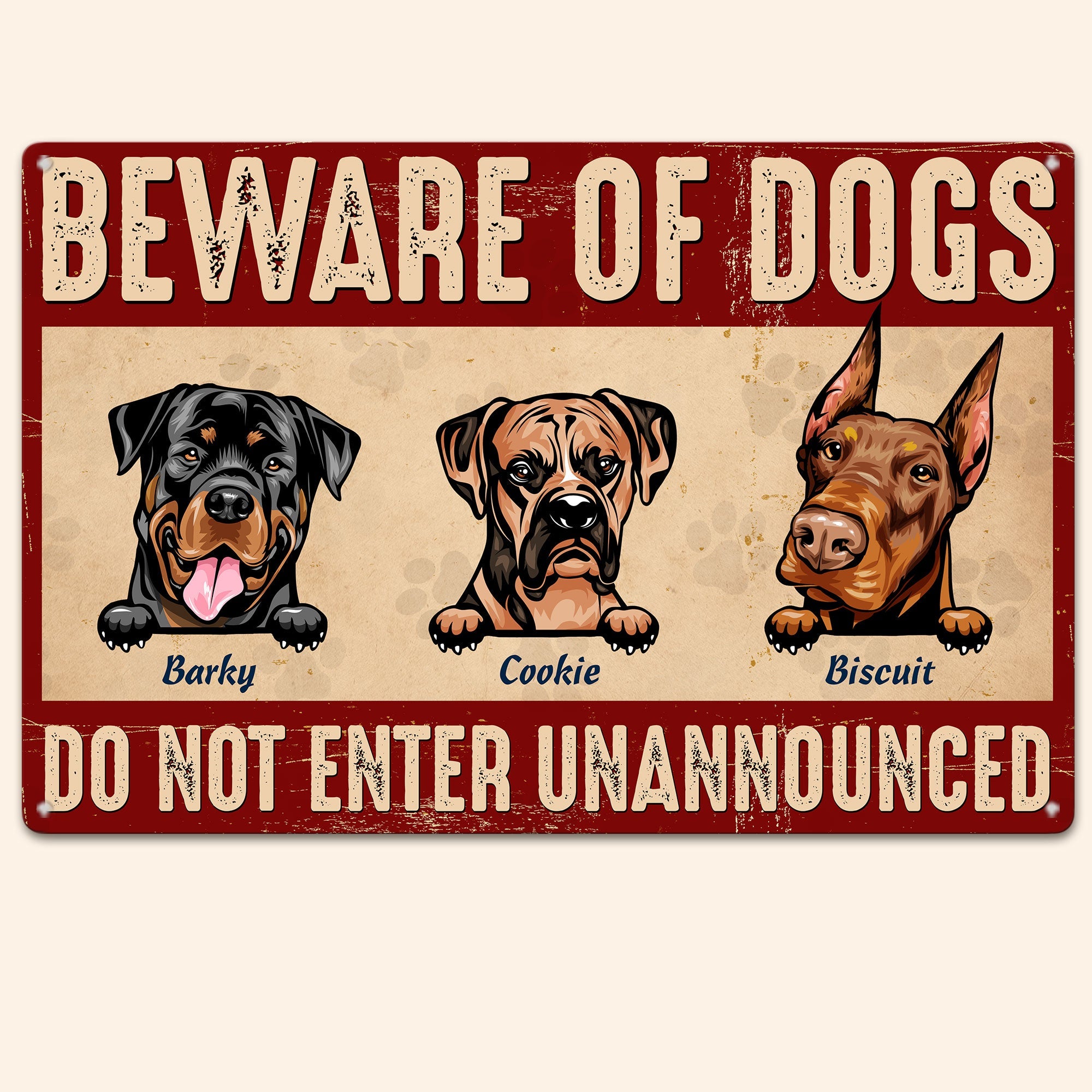 thumbnail image 2 of Beware Of Dog Metal Sign – Rustic Aluminum Warning Sign For Home, Yard, Garage 2 of 6