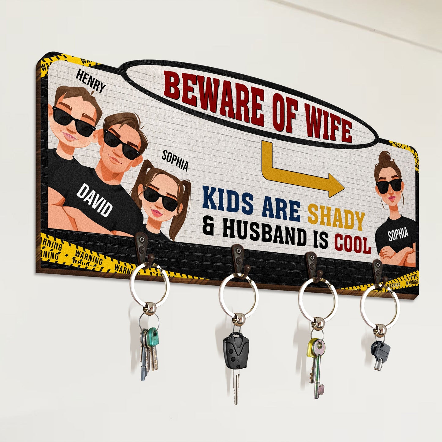 Beware Of Wife - Personalized Key Holder