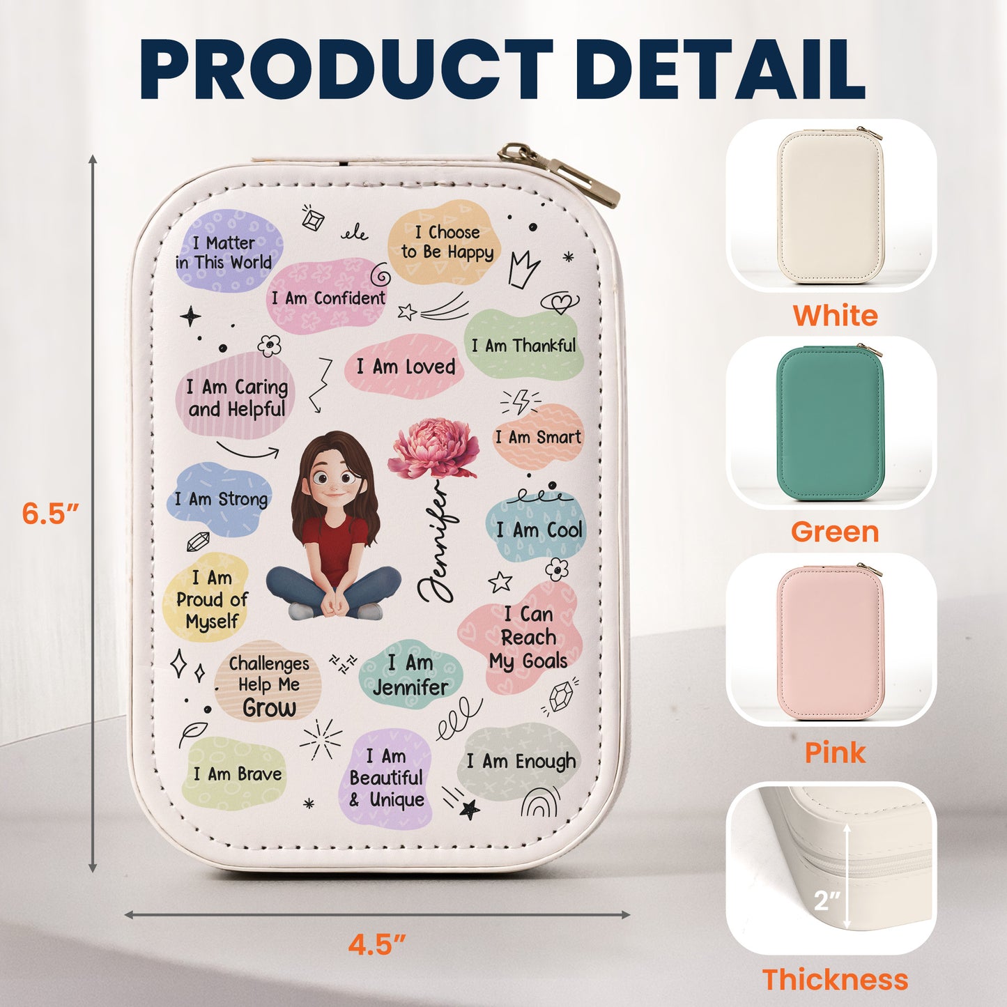 Birth Flower Affirmation - Custom Makeup Box With LED Mirror