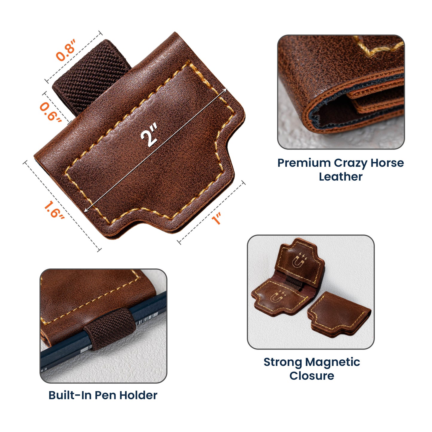 Birth Flower, Book Lovers, Readers - Personalized Engraved Leather Magnetic Bookmark With Pen Clip