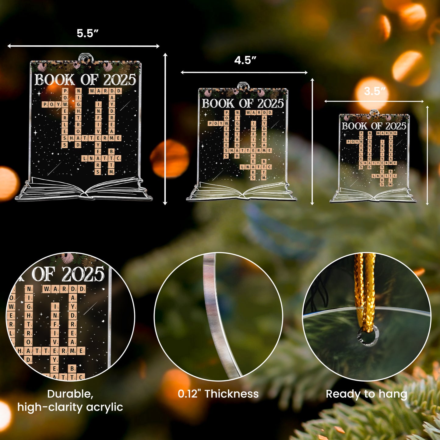 Book Of 2025 Scrabble Book Name - Personalized Acrylic Ornament