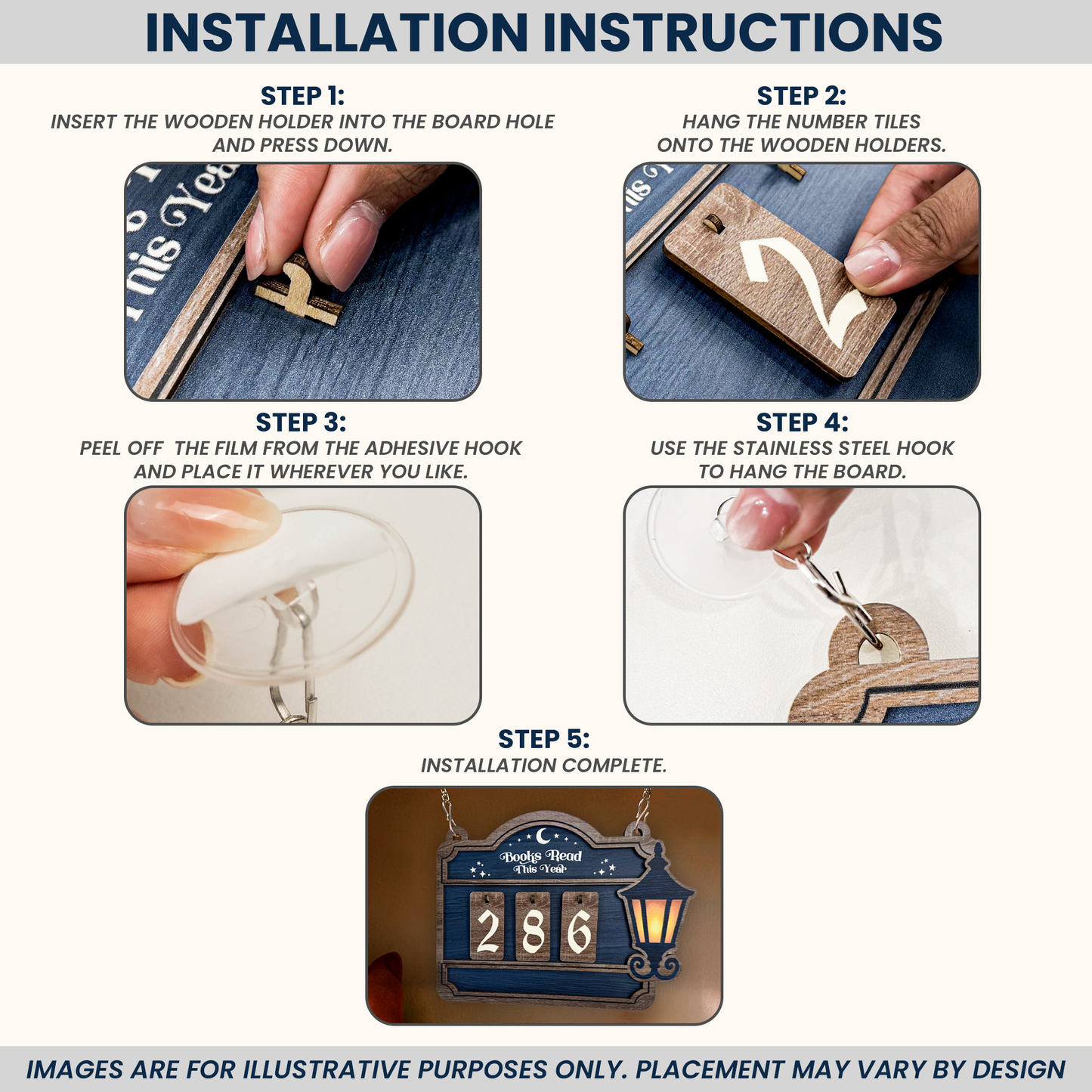 Books Read, Book Lover - Hanging Bookshelf Counter
