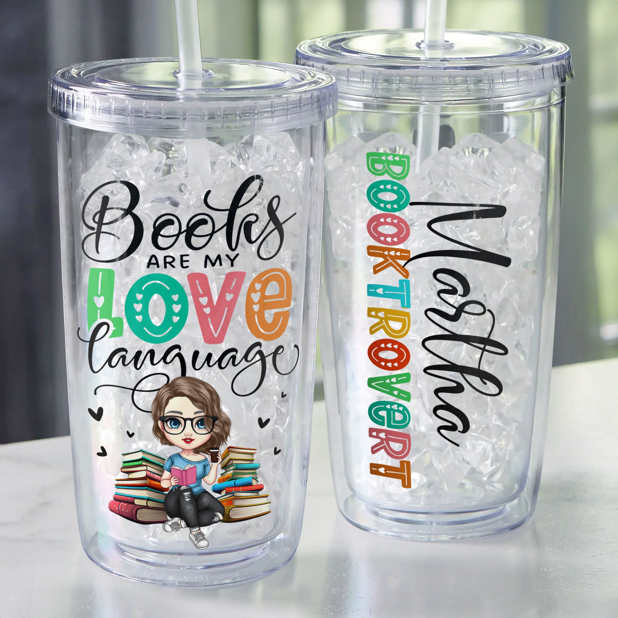 Booktrovert - Personalized Acrylic Tumbler With Straw – Macorner