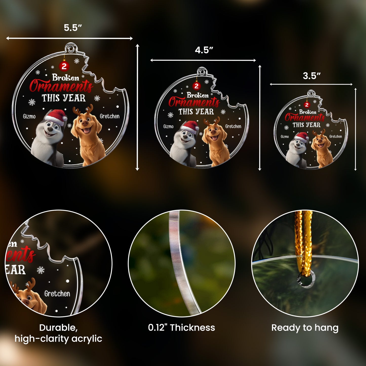 Broken Ornaments This Year With Naughty Pets - Personalized Acrylic Ornament