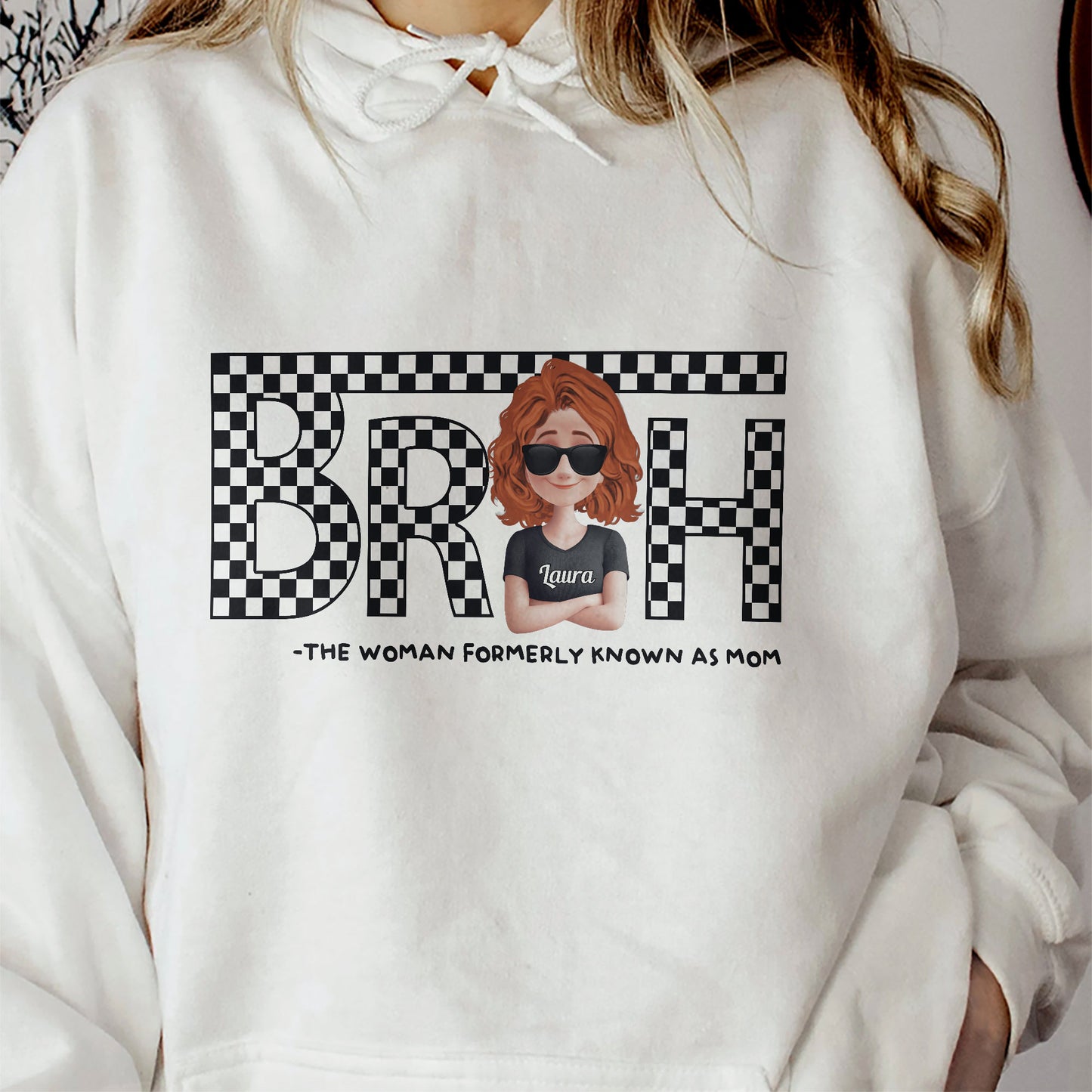 Bruh Funny Mom Checkered Pattern - Personalized Shirt