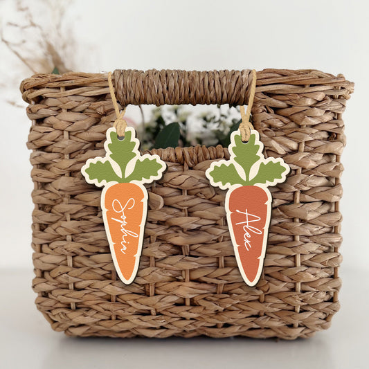 Carrot Bunny Rabbit Easter Custom Name Tag For Kid - Personalized Easter Basket Tags