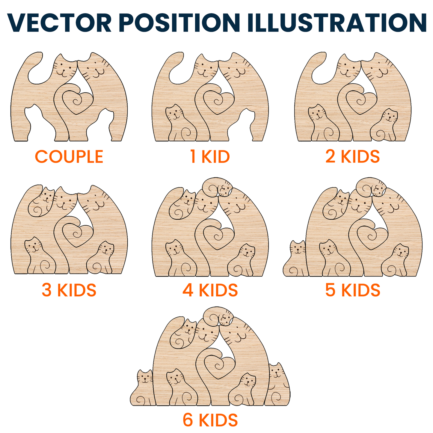 Cat Family - Personalized Wooden Cat Family Puzzle