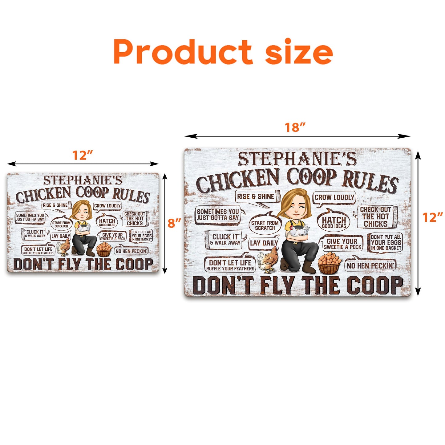 Chicken Coop Rules - Personalized Metal Sign